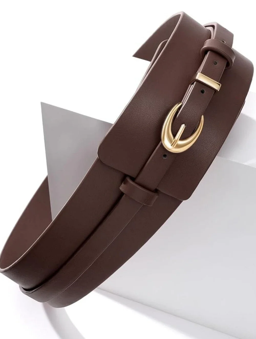BRAND NEW NWT Brown Wide Waist Belt with Gold Buckle 37-41